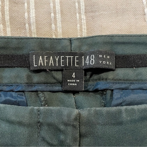 Lafayette 148 New York Hunter Green Flat Front Slacks Pants 4 - Picture 7 of 11